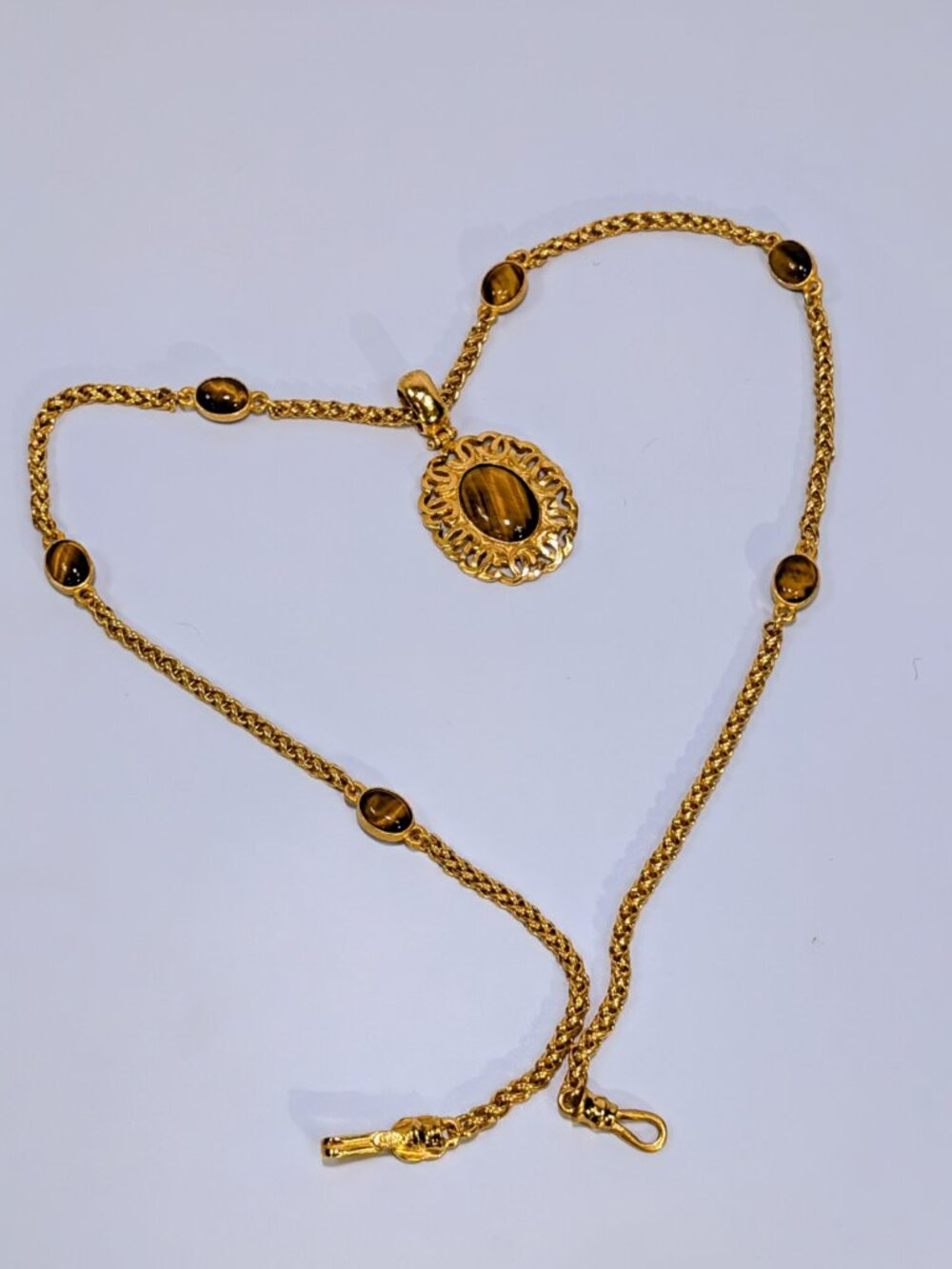 Chanel Very Rare Vintage 24k Gold Tiger Eye Statement Necklace